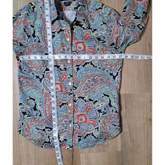 Chaps Size S Blouse Paisley No Iron 3 /4 Sleeve Button Front Career Preppy - Picture 8 of 8